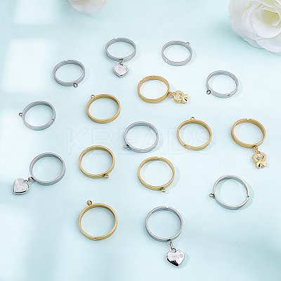 24Pcs 2 Colors 304 Stainless Steel Finger Ring Settings STAS-BBC0010-09C-1