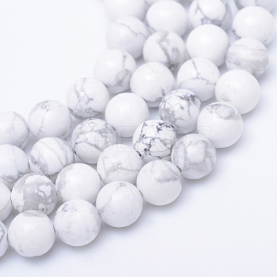 Round Natural Howlite Bead Strands X-G-R345-6mm-18-1