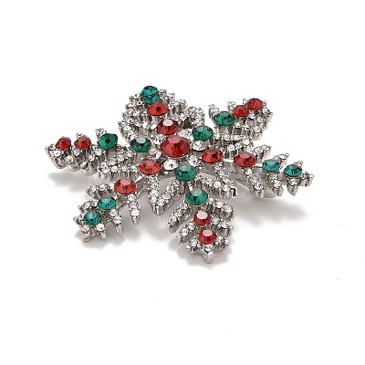 Colorful Rhinestone Snowflake Brooch for Christmas LS-JEWB-A004-04P-1