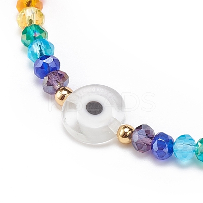 Lampwork Evil Eye & Glass Beaded Bracelet BJEW-JB08367-06-1