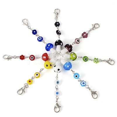 32Pcs 8 Colors Handmade Evil Eye Lampwork Pendant Decoration HJEW-TA0001-10-1