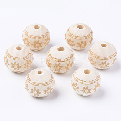 Unfinished Natural Wood European Beads WOOD-S057-010B-1