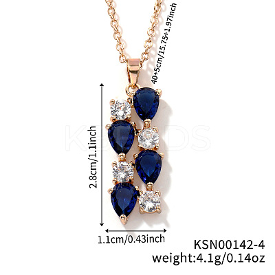 Brass Cubic Zirconia Long Tassel Pendant Necklaces for Fashionable Statement Style DV3387-4-1