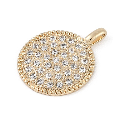 Brass Micro Pave Clear Cubic Zirconia Pendants KK-Z075-12G-1