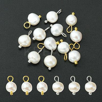 12Pcs 2 Styles Natural Cultured Freshwater Pearl Oval Charms FIND-YW0003-57-1