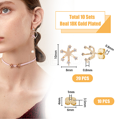 10Pcs Brass Flower Stud Earring Findings KK-FH0006-77-1