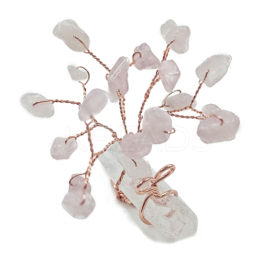 Natural Rose Quartz Chips Tree of Life Decorations PW-WG91658-07-1