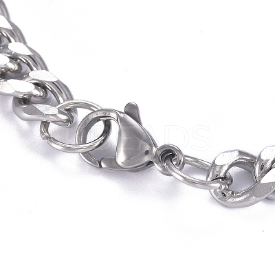 Tarnish Resistant 304 Stainless Steel Curb Chain ID Bracelets LS-BJEW-G631-04P-1