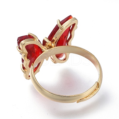 Adjustable Brass Glass Finger Rings RJEW-P148-A01-04-1