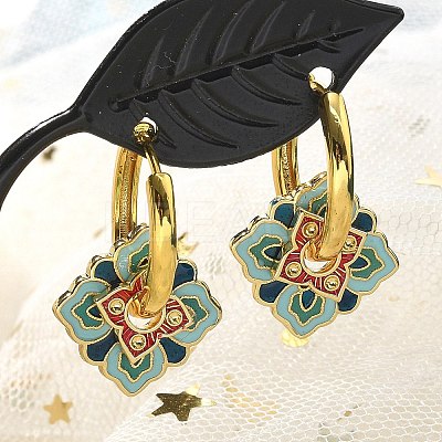 Brass Rhombus Hoop Earrings EJEW-R016-13G-04-1