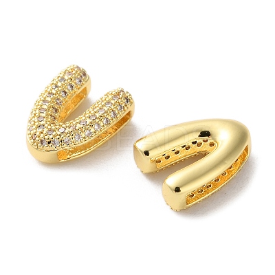 Rack Plating Brass Micro Pave Cubic Zirconia Slide Charms KK-C084-34G-V-1