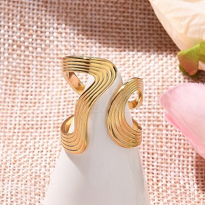 304 Stainless Steel Open Cuff Rings for Women RJEW-Z077-01G-07-1