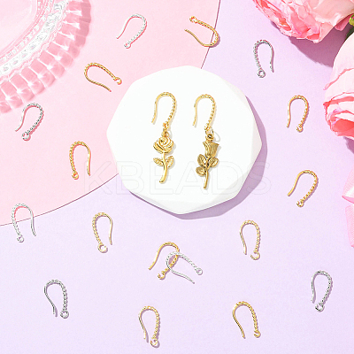 40Pcs 4 Colors Long-Lasting Plated Brass Ear Wire KK-SC0006-51-1