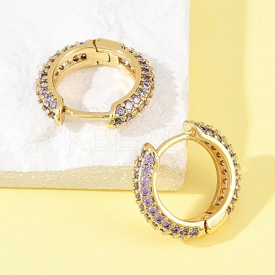 Brass Cubic Zirconia Hoop Earrings EJEW-A156-05G-1