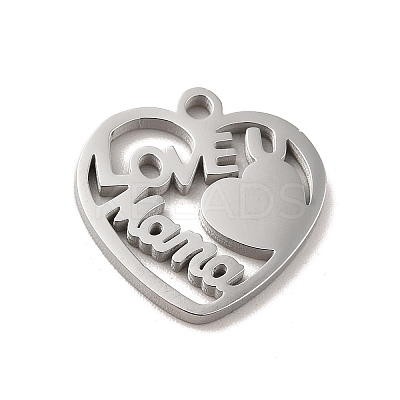 Non-Tarnish Mother's Day Theme 304 Stainless Steel Pendants STAS-E171-03P-07-1