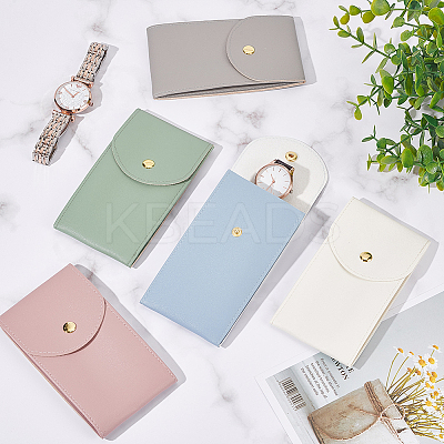 5Pcs 5 Colors Rectangle Imitation Leather Single Watch Storage Bag ABAG-NB0002-02-1