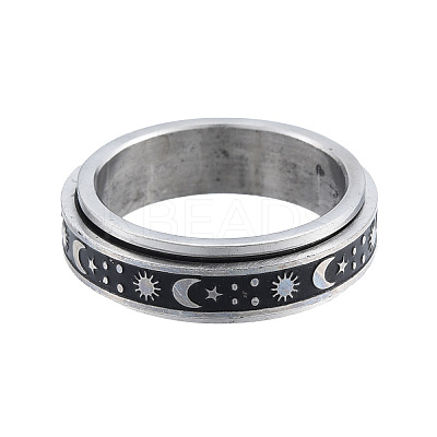 Non-Tarnish 201 Stainless Steel Planet Rotating Ring RJEW-N043-28-1