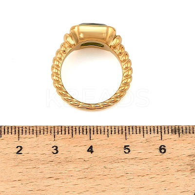 304 Stainless Steel Pave Single Cubic Zirconia Finger Rings for Women SA-CBAABBA-08B-G-1