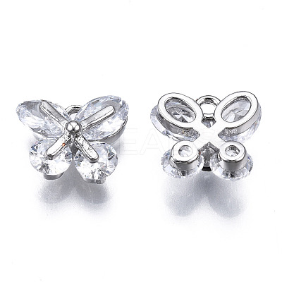 Brass Inlaid Clear Cubic Zirconia Charms ZIRC-S069-019P-1