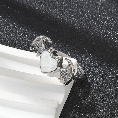 Heart with Wing Enamel Finger Rings RJEW-G337-05P-1