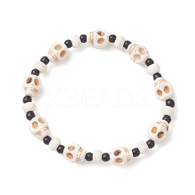 Synthetic Turquoise & Glass Seed Beads Bracelets BJEW-JB12170-03-1