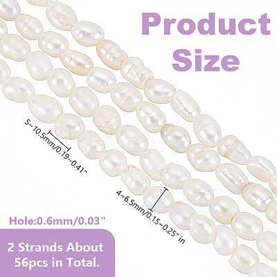 2 Strands Natural Cultured Freshwater Pearl Beads Strands PEAR-HY0001-08-1