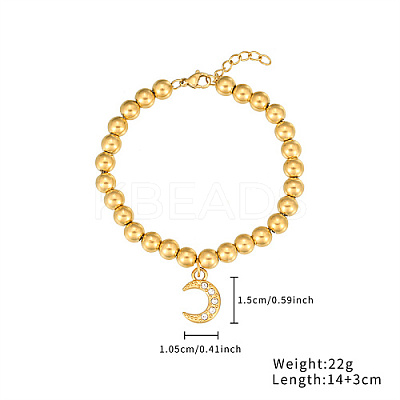 Stainless Steel Crystal Rhinestone Ball Beaded Bracelets with Pendants DM8226-1-1