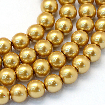 Baking Paint Pearlized Glass Pearl Round Bead Strands X-HY-Q003-10mm-08-1