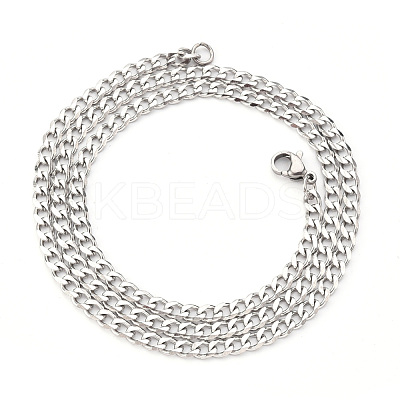 Non-Tarnish Men's 201 Stainless Steel Cuban Chain Necklace NJEW-R257-001A-P-1