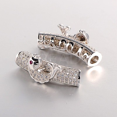 Brass Micro Pave Cubic Zirconia European Beads ZIRC-J004-17P-1