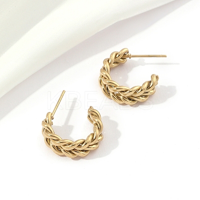 201 Stainless Steel Round Stud Earrings EJEW-D084-02G-1