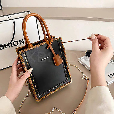 DIY Rectangle PU Leather Knitting Crochet Bags GN-TAC0003-08C-1