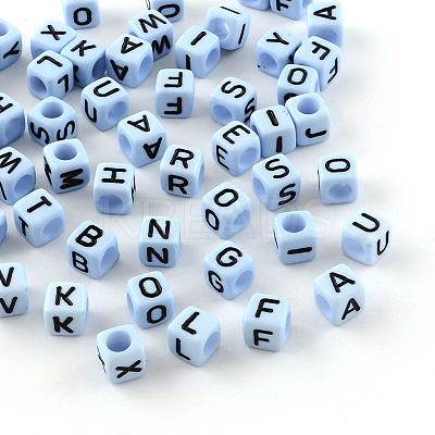 Letter Style Opaque Acrylic Beads SACR-S076-07-1