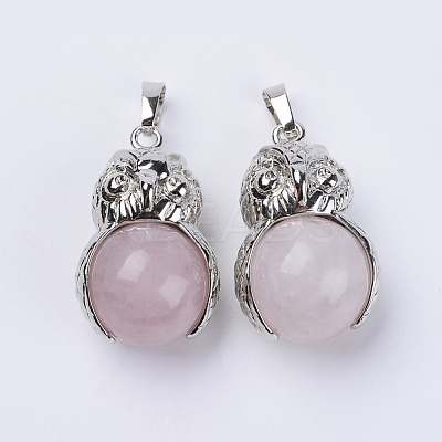 Natural Rose Quartz Pendants G-P350-A16-1