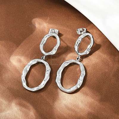 304 Stainless Steel Oval Dangle Stud Earrings EJEW-I319-02P-1