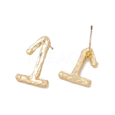 Brass Number Stud Earrings with 925 Sterling Silver Pins for Women EJEW-A077-01A-1