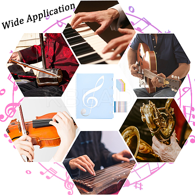 1Pc Plastic Piano Sheet Folder with 5 Sheets Paper Self-Adhesive Stickers AJEW-GF0009-44B-1