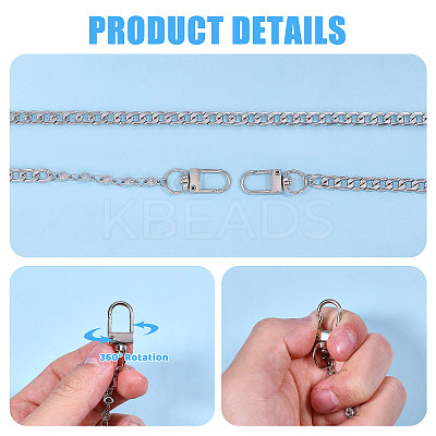2Pcs 304 Stainless Steel Cuban Link Mobile Chains HJEW-PH02155-1