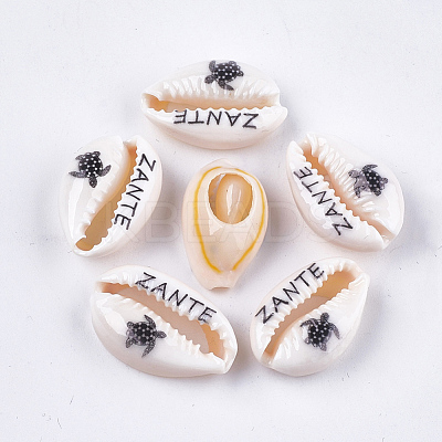 Printed Cowrie Shell Beads X-SHEL-S276-12C-1