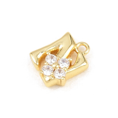 Brass Micro Pave Clear Cubic Zirconia Charms KK-Z151-18G-N-1