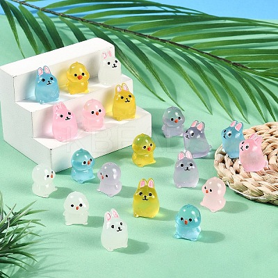 20Pcs 10 Styles Chick/Rabbit Luminous Resin Display Decorations DJEW-YW0001-06-1