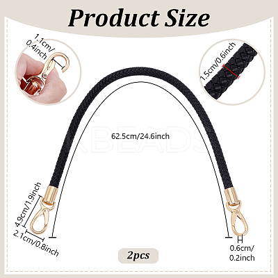 Imitation Leather Braided Round Cord Bag Handles with Zinc Alloy Clasps FIND-WH0126-941A-01-1