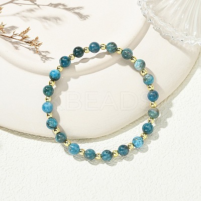 Natural Apatite & Synthetic Hematite Non-magnetic Beaded Stretch Bracelets for Women BJEW-JB13940-02-1