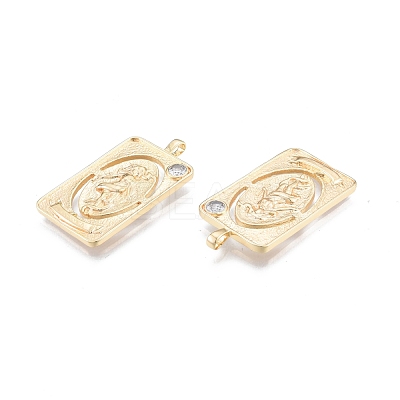 Brass Micro Pave Clear Cubic Zirconia Pendants KK-G432-19G-1