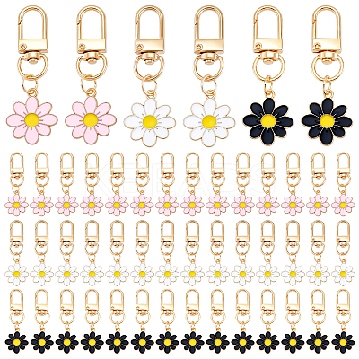60Pcs 3 Colors Zinc Alloy Enamel Flower Pendant Decorations HJEW-TW0001-01-1