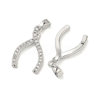 Brass Micro Pave Clear Cubic Zirconia Pendants KK-H254-13P-1
