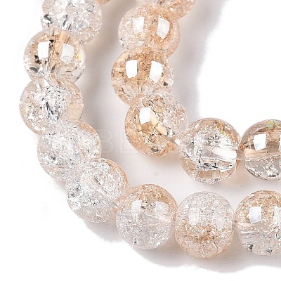 Electroplated Crackle Glass Beads Strands EGLA-N014-6mm-02-1