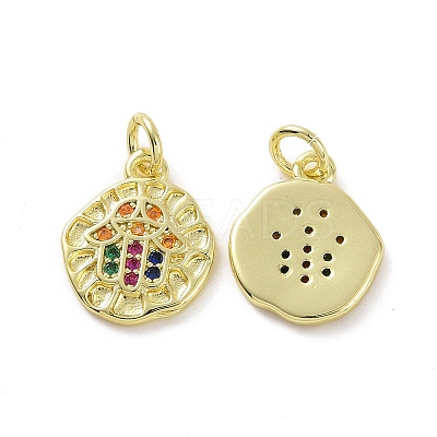 Brass Micro Pave Cubic Zirconia Charms KK-E068-VF087-1