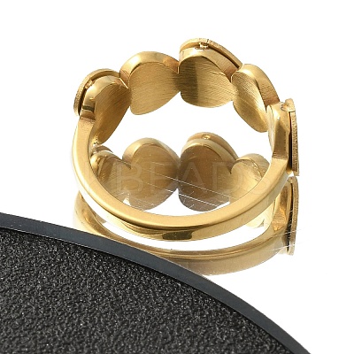 Textured Heart 304 Stainless Steel Finger Ring for Women RJEW-L126-15B-G-1