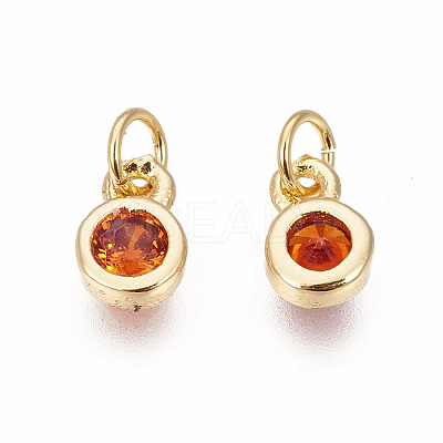 Brass with Single Cubic Zirconia Charms LS-ZIRC-F095-03G-07-1